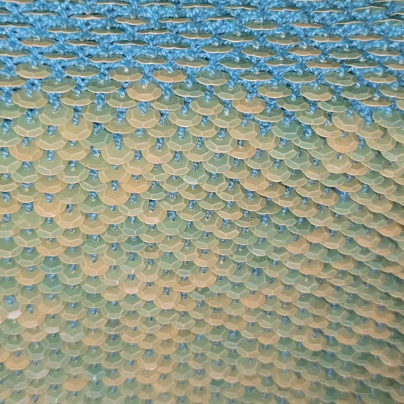 Teal/Lime Green Razzle Dazzle Sequin Blouse Size M - Picture 5 of 14